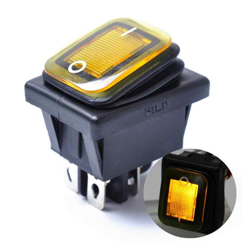 Interruptor basculante ON-OFF DPST 4 vias impermeable LED amarillo 20 A - imagen 5