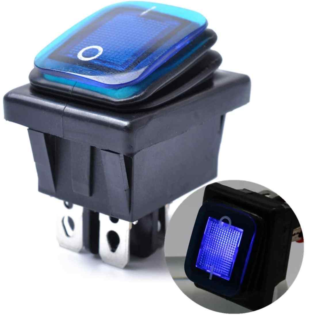 Interruptor basculante ON-OFF DPST 4 vias impermeable LED azul 20 A - imagen 3