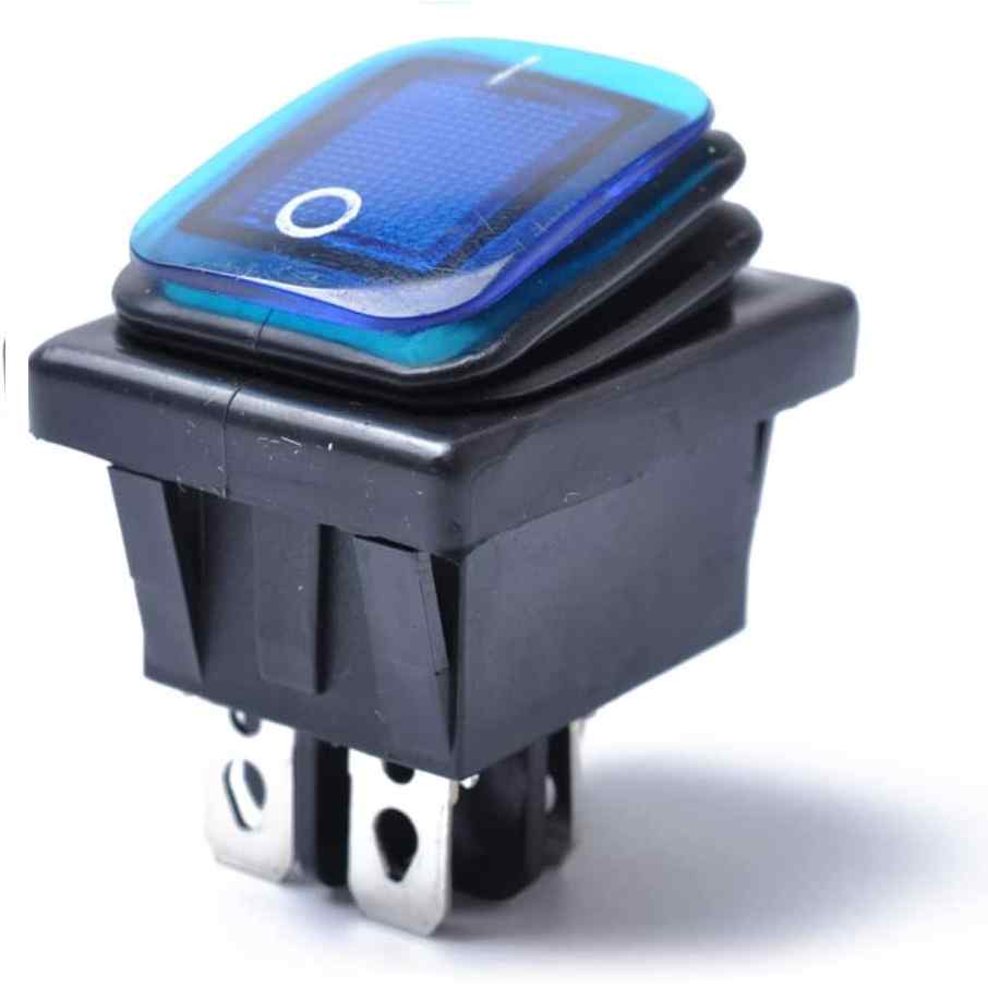 Interruptor basculante ON-OFF DPST 4 vias impermeable LED azul 20 A - imagen 4