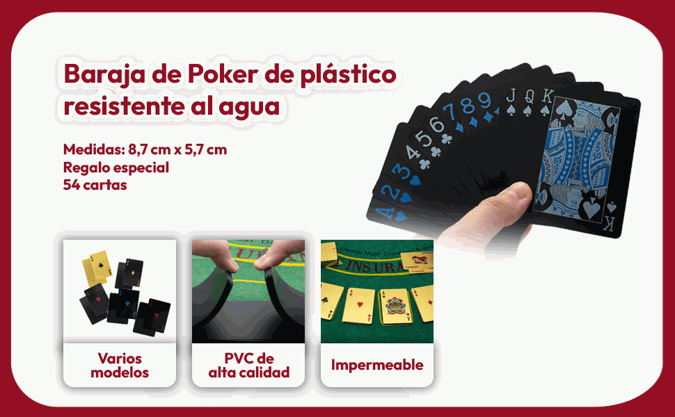 Banner - Baraja Poker Plastico Resistente al Agua poker profesional Rojo