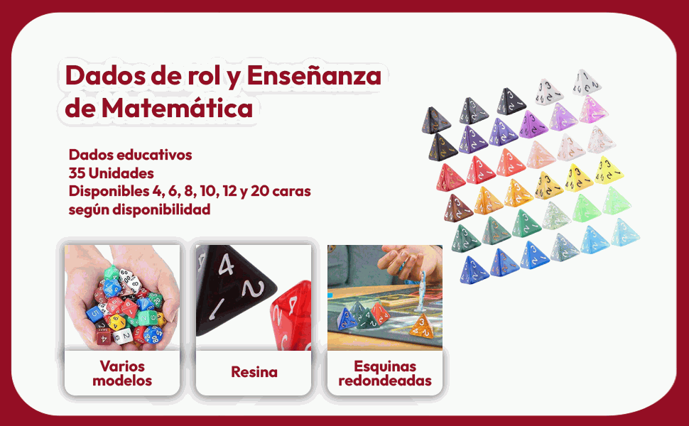 Banner - Dados 10 caras de rol y Enseñanza de Matemática 35 unidades