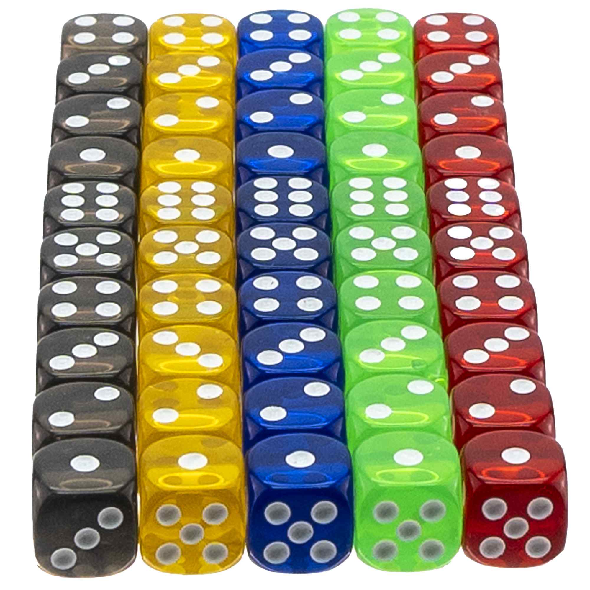 Dados 6 caras de 5 Colores Translúcidos Esquina Redondeados con Bolsa de Almacenamiento 50 unidades - imagen 2