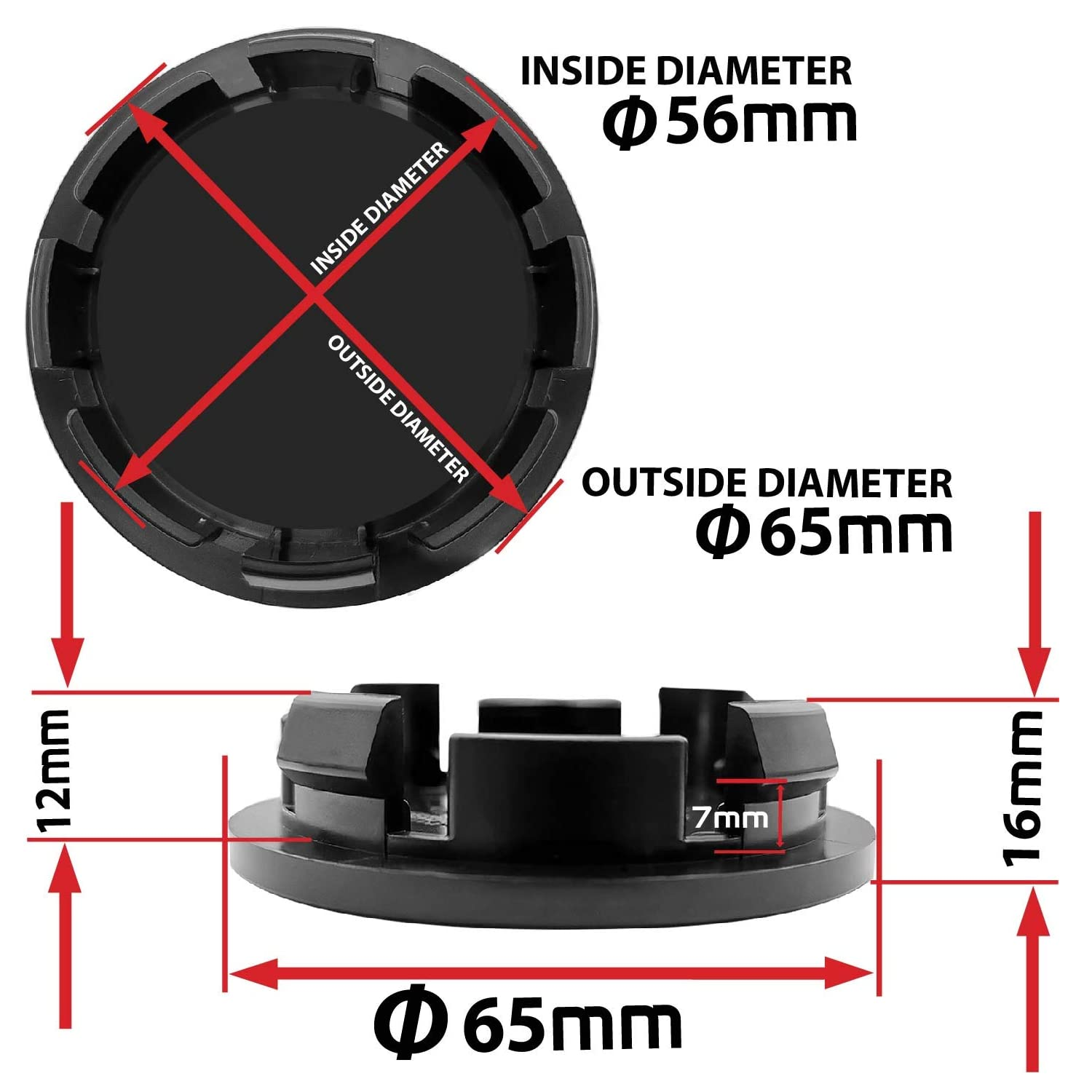Embellecedor para llantas tapacubo Universal 65 mm (4 uds) Negro - imagen 3