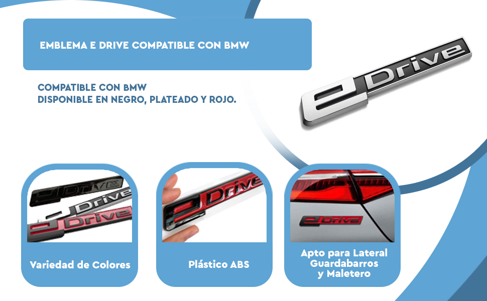 Banner - Emblema Adhesivo E-Drive para Maletero compatible con BMW rojo
