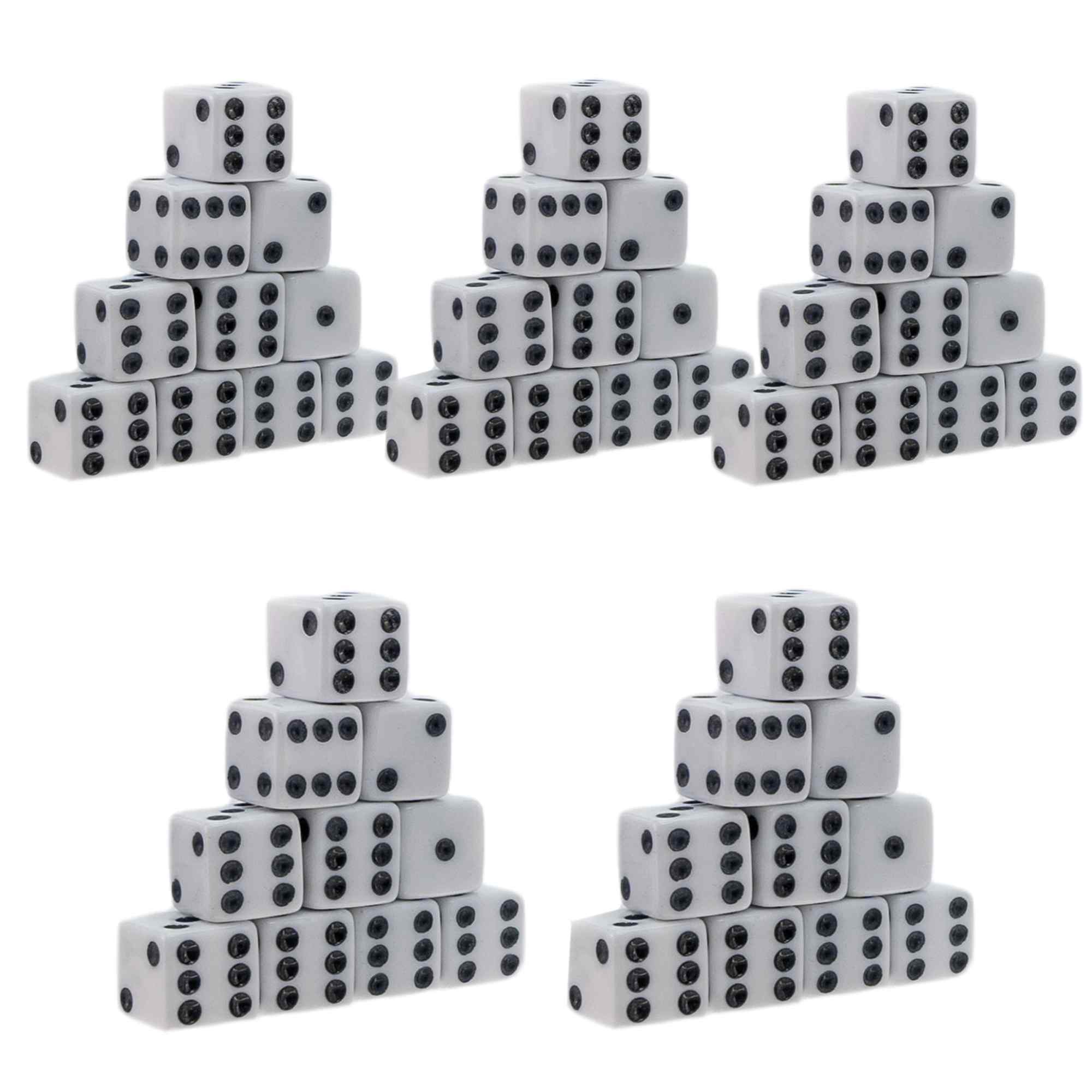 Dados 6 caras de 5 Color blanco Esquina Redondeados con Bolsa de Almacenamiento 50 unidades