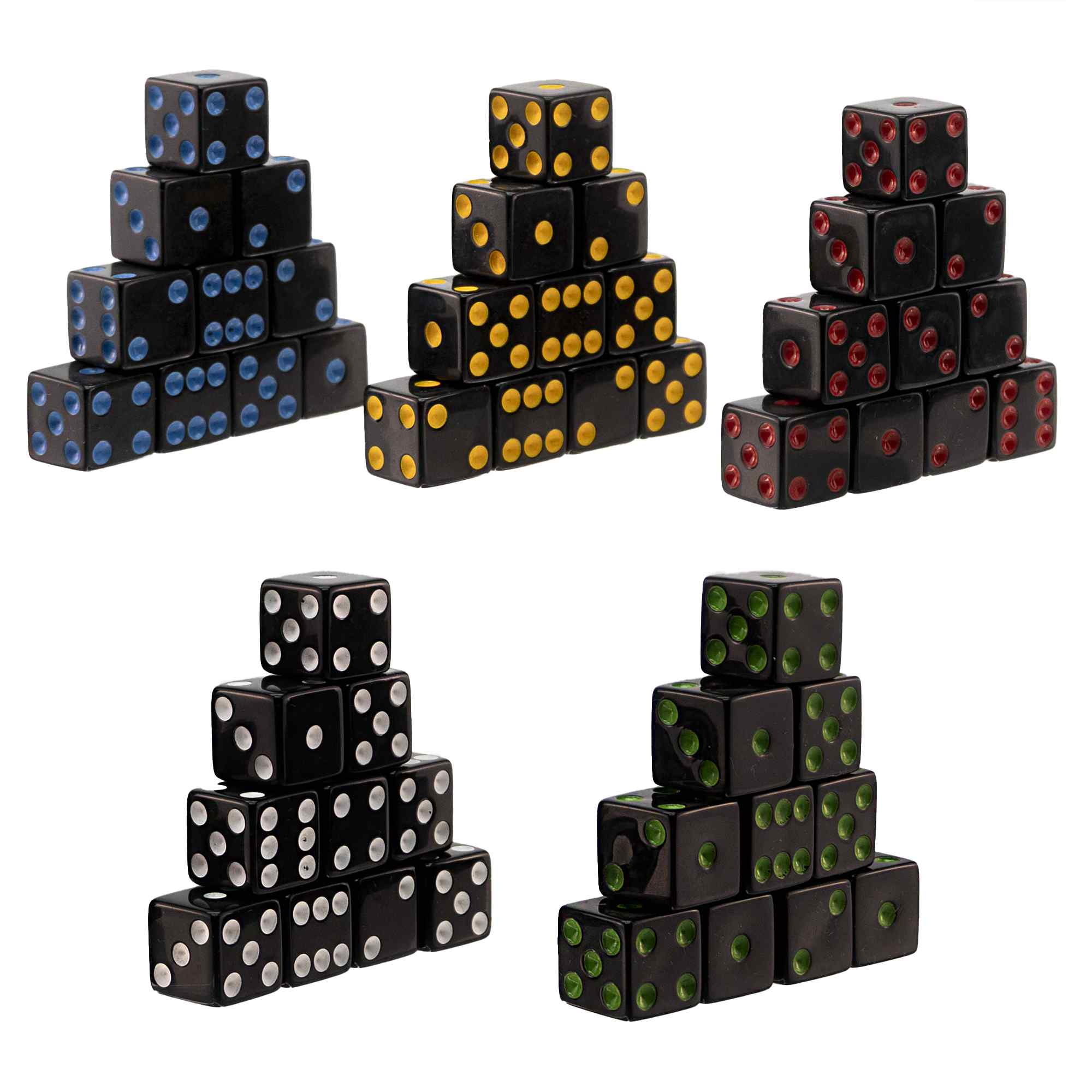 Dados 6 caras de 5 Color Negro multicolor Esquina Redondeados con Bolsa de Almacenamiento 50 unidades - imagen 1