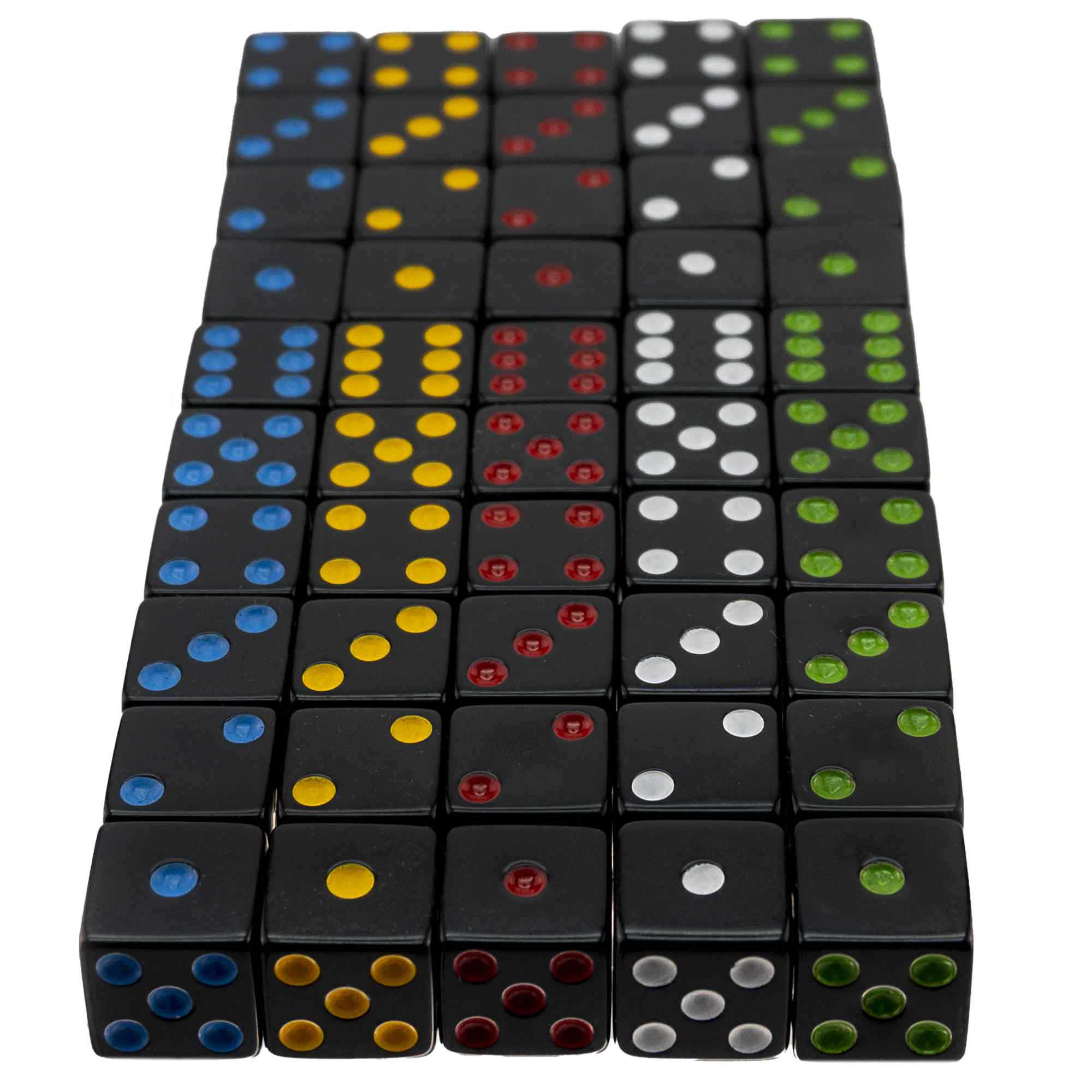 Dados 6 caras de 5 Color Negro multicolor Esquina Redondeados con Bolsa de Almacenamiento 50 unidades - imagen 2
