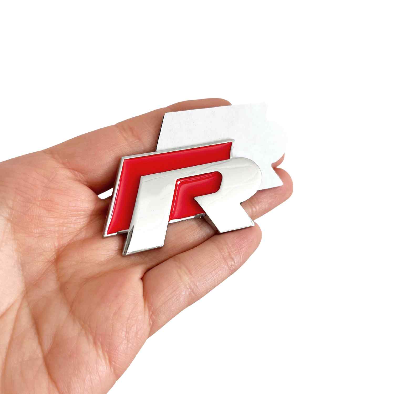 Emblema Adhesivo RLine corto para Maletero compatible con VW rojo plateado - imagen 4