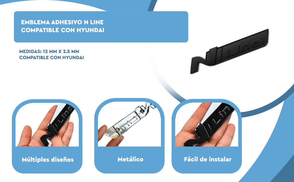 Banner - Emblema N Line Adhesivo metealico compatible con Hyundai negro mate