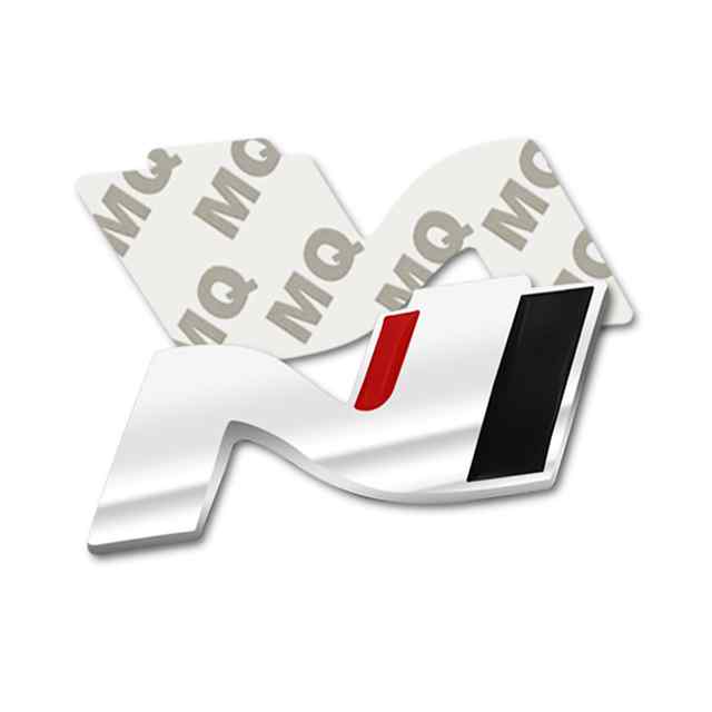 Emblema N Line corto Adhesivo metealico compatible con Hyundai Plateado brillo y negro - imagen 3