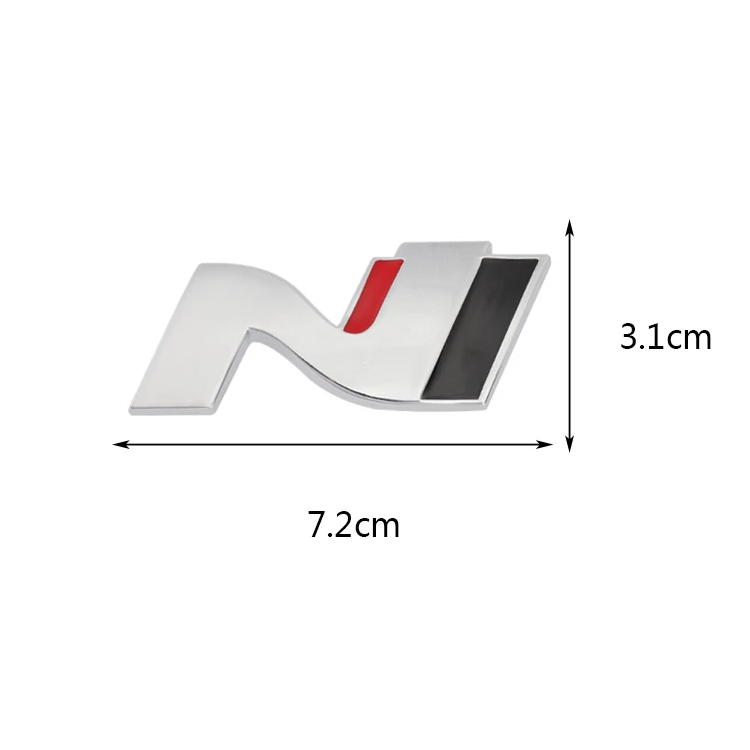 Emblema N Line corto Adhesivo metealico compatible con Hyundai Plateado brillo y negro - imagen 4