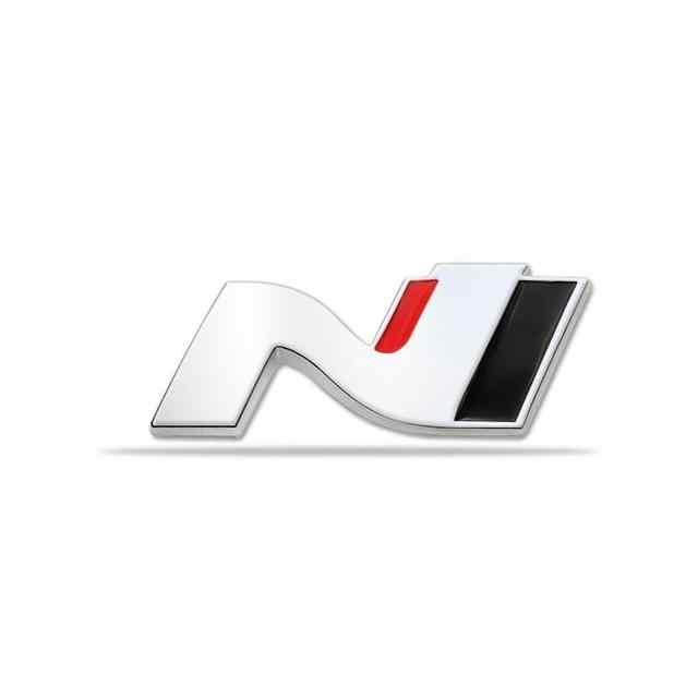 Emblema N Line corto Adhesivo metealico compatible con Hyundai Plateado brillo y negro - imagen 1