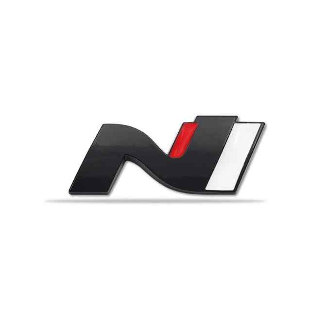 Emblema N Line corto Adhesivo metealico compatible con Hyundai Negro y plateado