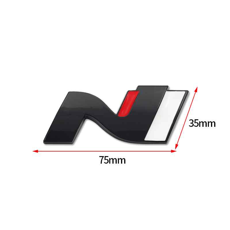 Emblema N Line corto Adhesivo metealico compatible con Hyundai Negro y plateado - imagen 3