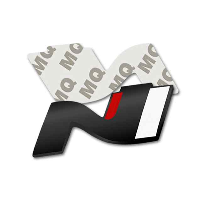 Emblema N Line corto Adhesivo metealico compatible con Hyundai Negro y plateado - imagen 4
