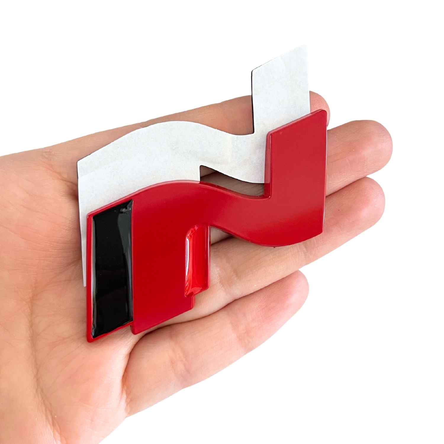 Emblema N Line corto Adhesivo metealico compatible con Hyundai Rojo y Negro - imagen 4