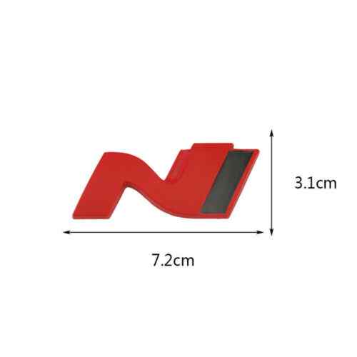 Emblema N Line corto Adhesivo metealico compatible con Hyundai Rojo y Negro - imagen 2
