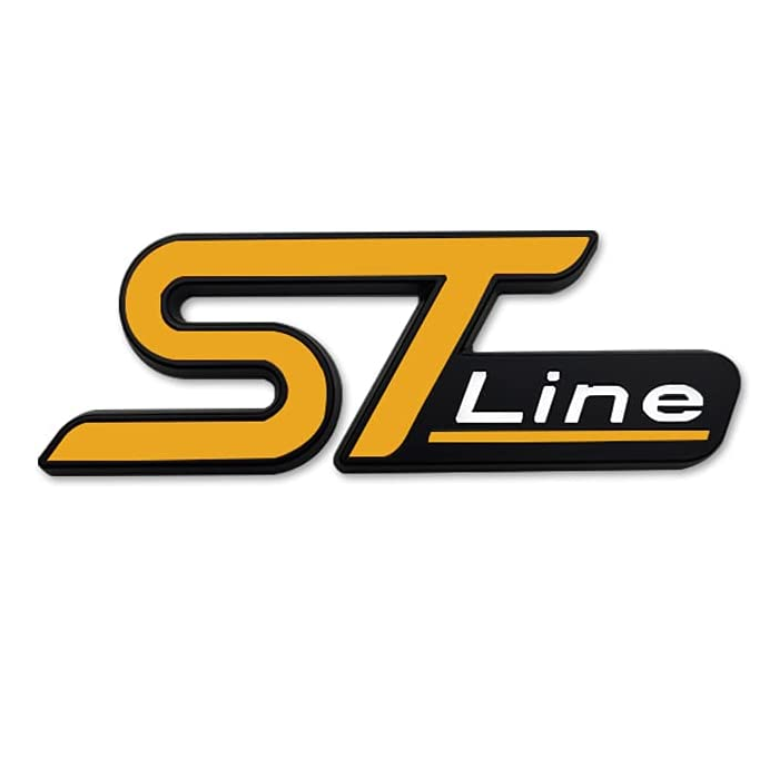 Emblema Adhesivo metálico ST Line compatible con Ford amarillo y negro pequeño - imagen 1