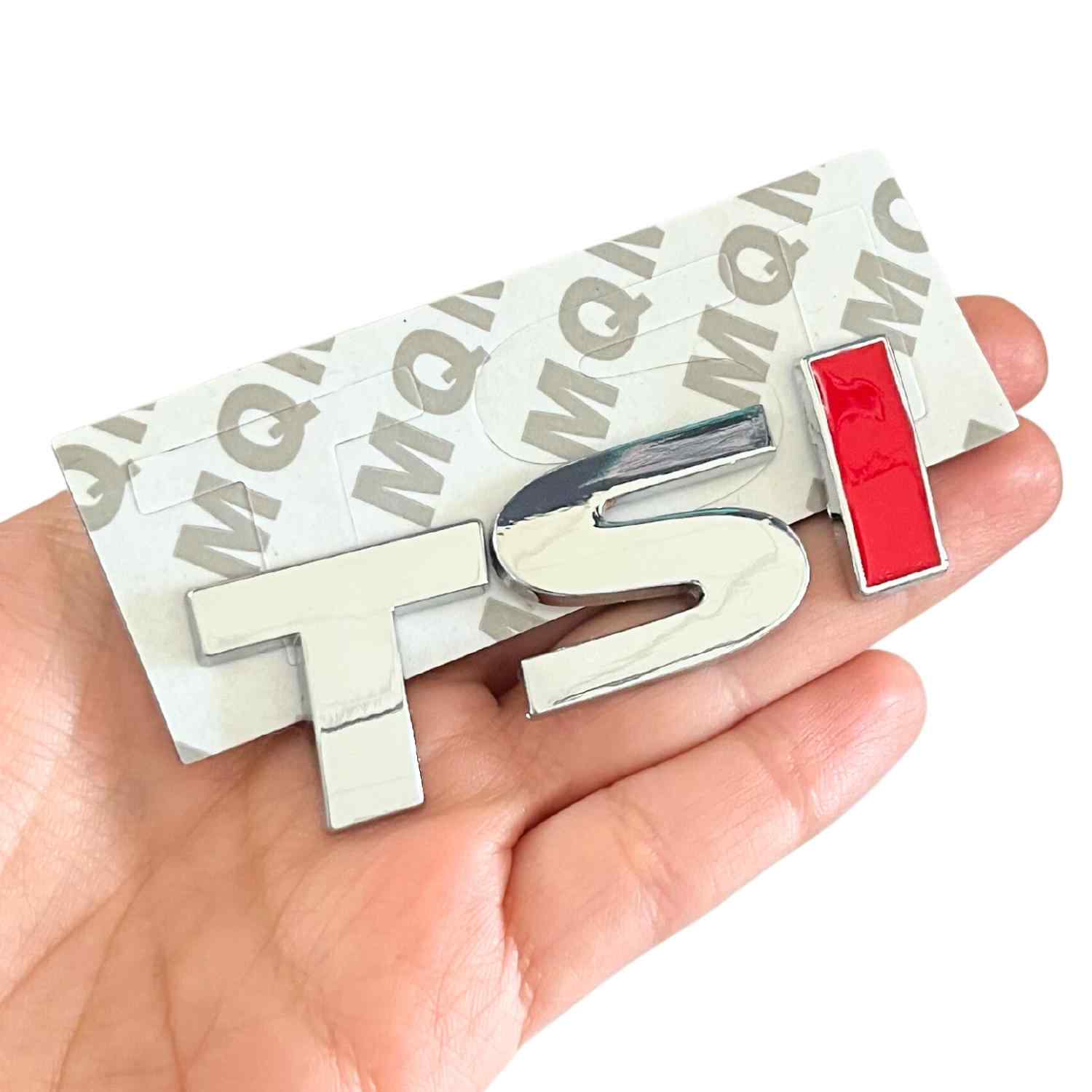 Emblema adhesivo plástico TSI compatible con VW plateado rojo 8 x 2.5 cm - imagen 3