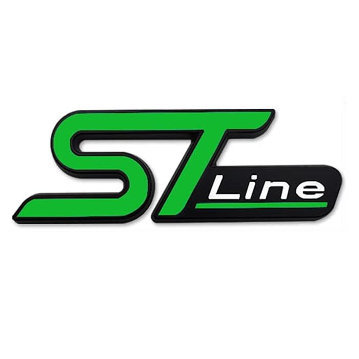 Emblema Adhesivo metálico ST Line compatible con Ford verde y negro