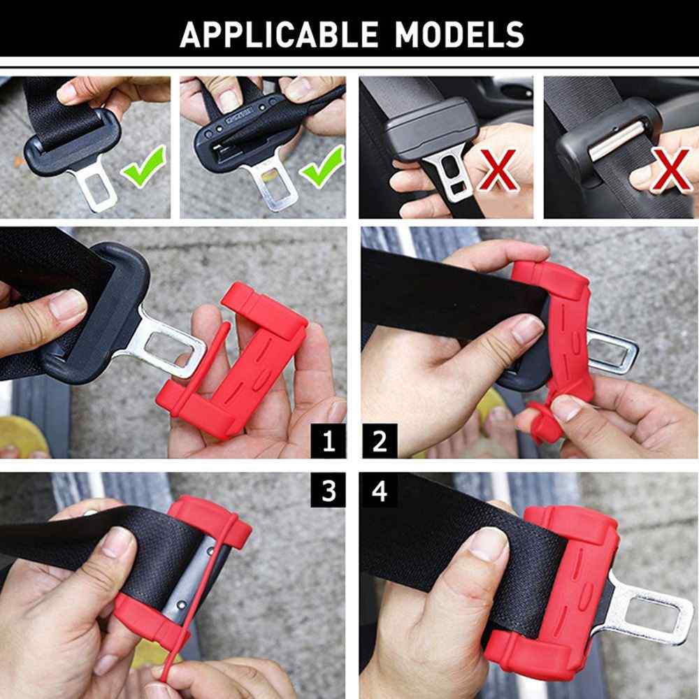 Hebilla de cinturon de seguridad de coche universal silicona Rojo - imagen 5
