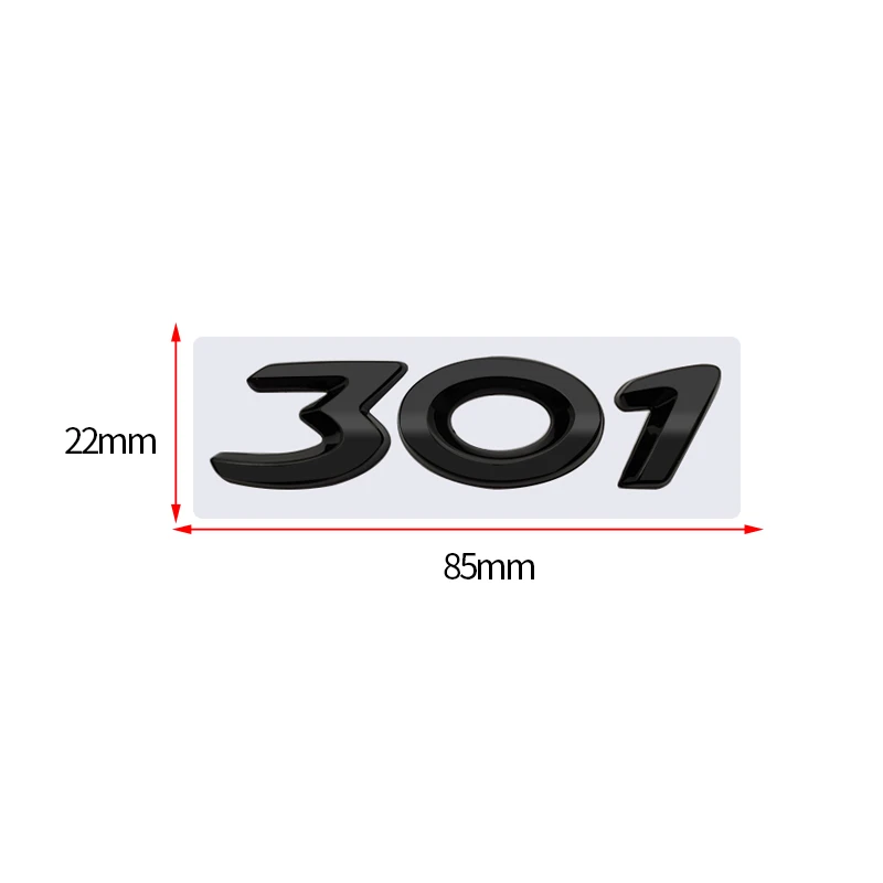 Emblema 301 adhesivo para maletero compatible con Peugeot negro - imagen 3