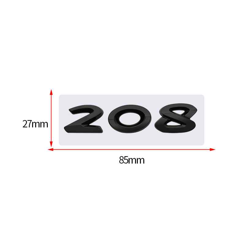 Emblema 208 adhesivo para maletero compatible con Peugeot negro - imagen 1