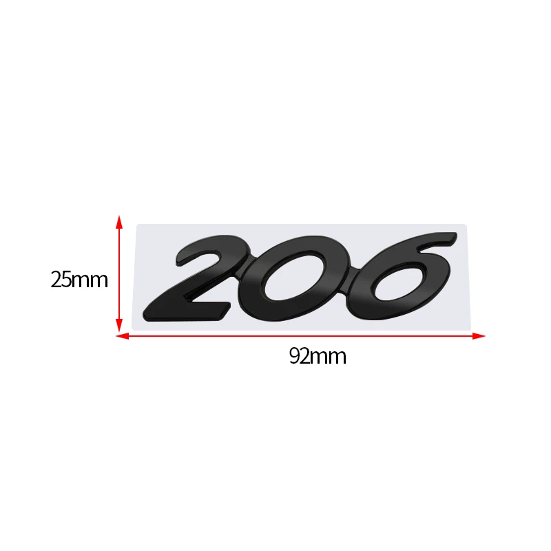 Emblema 206 adhesivo para maletero compatible con Peugeot negro - imagen 3