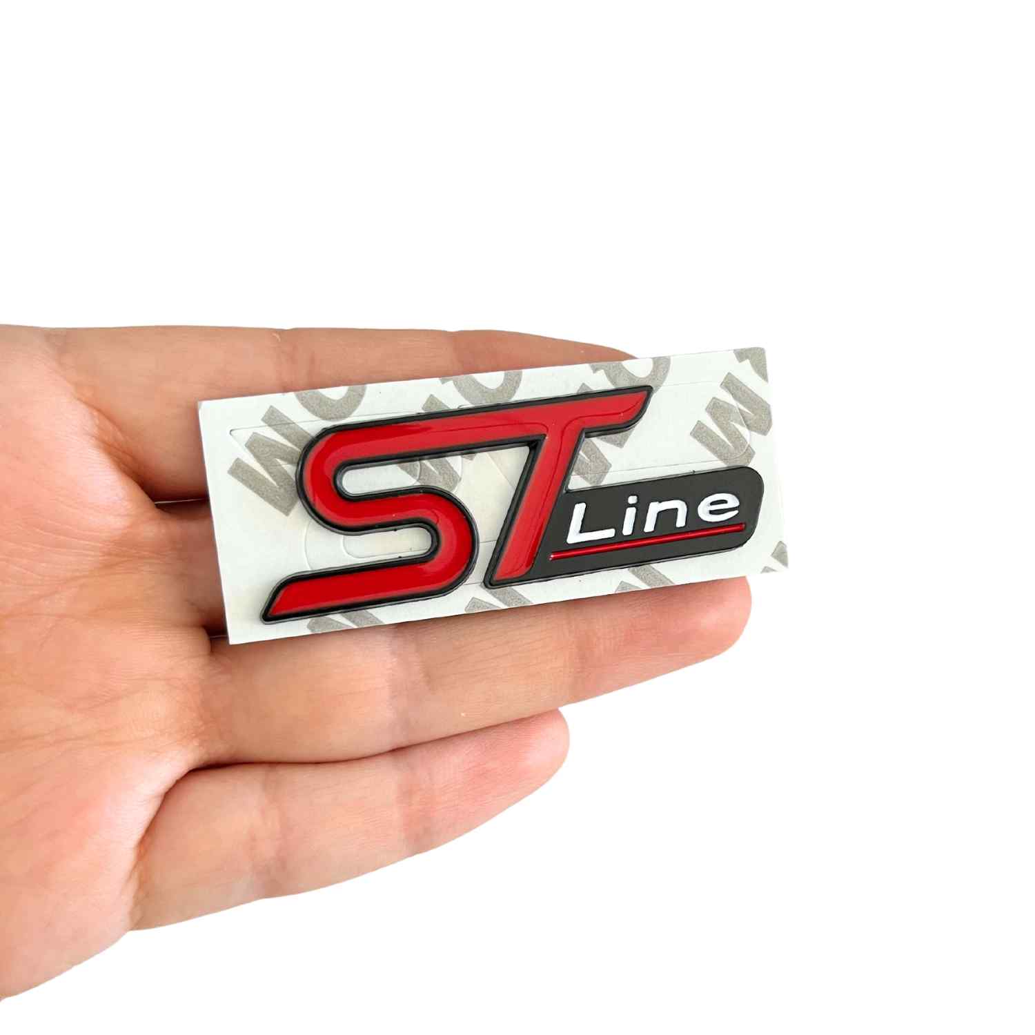 Emblema Adhesivo metálico ST Line compatible con Ford rojo negro pequeño - imagen 5
