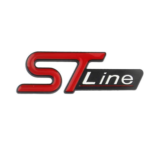 Emblema Adhesivo metálico ST Line compatible con Ford rojo negro pequeño