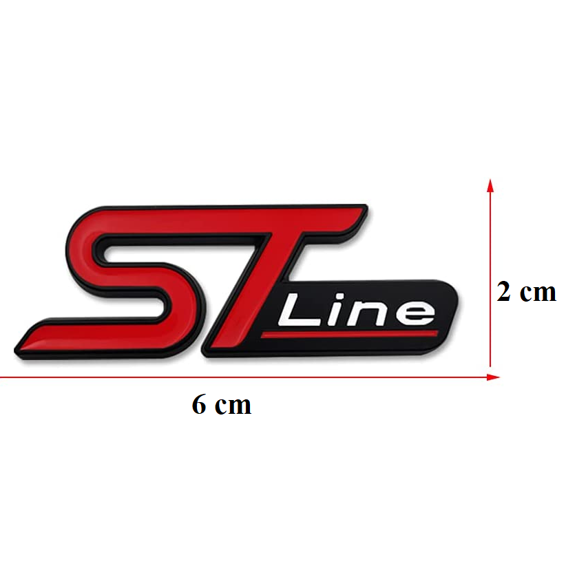 Emblema Adhesivo metálico ST Line compatible con Ford rojo negro pequeño - imagen 4