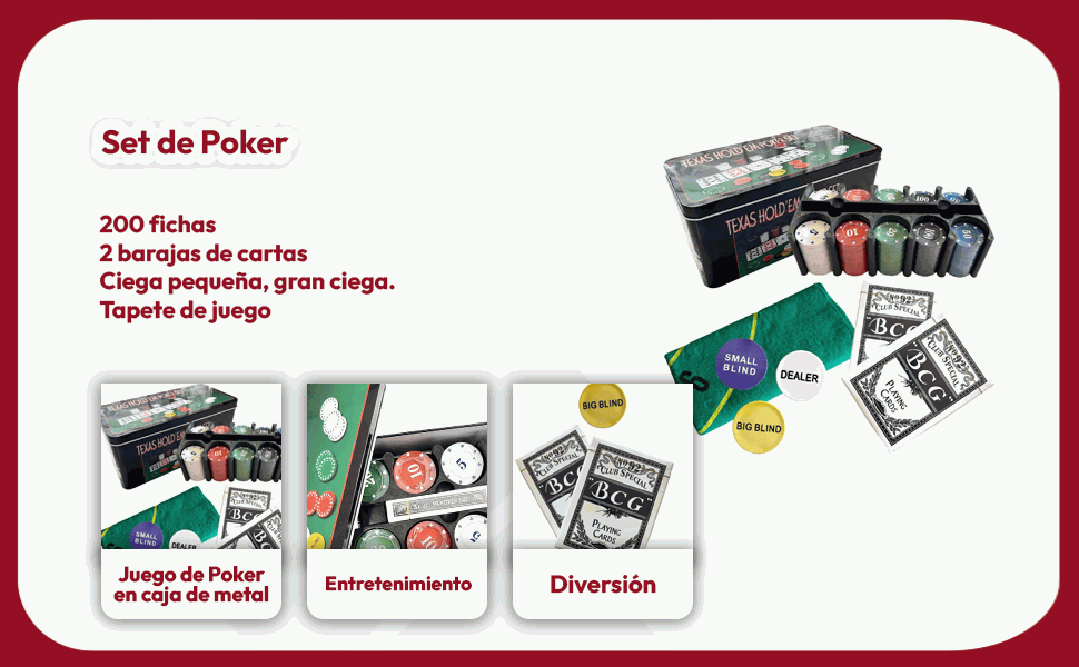 Banner - Set de Poker 200 fichas con caja de metal