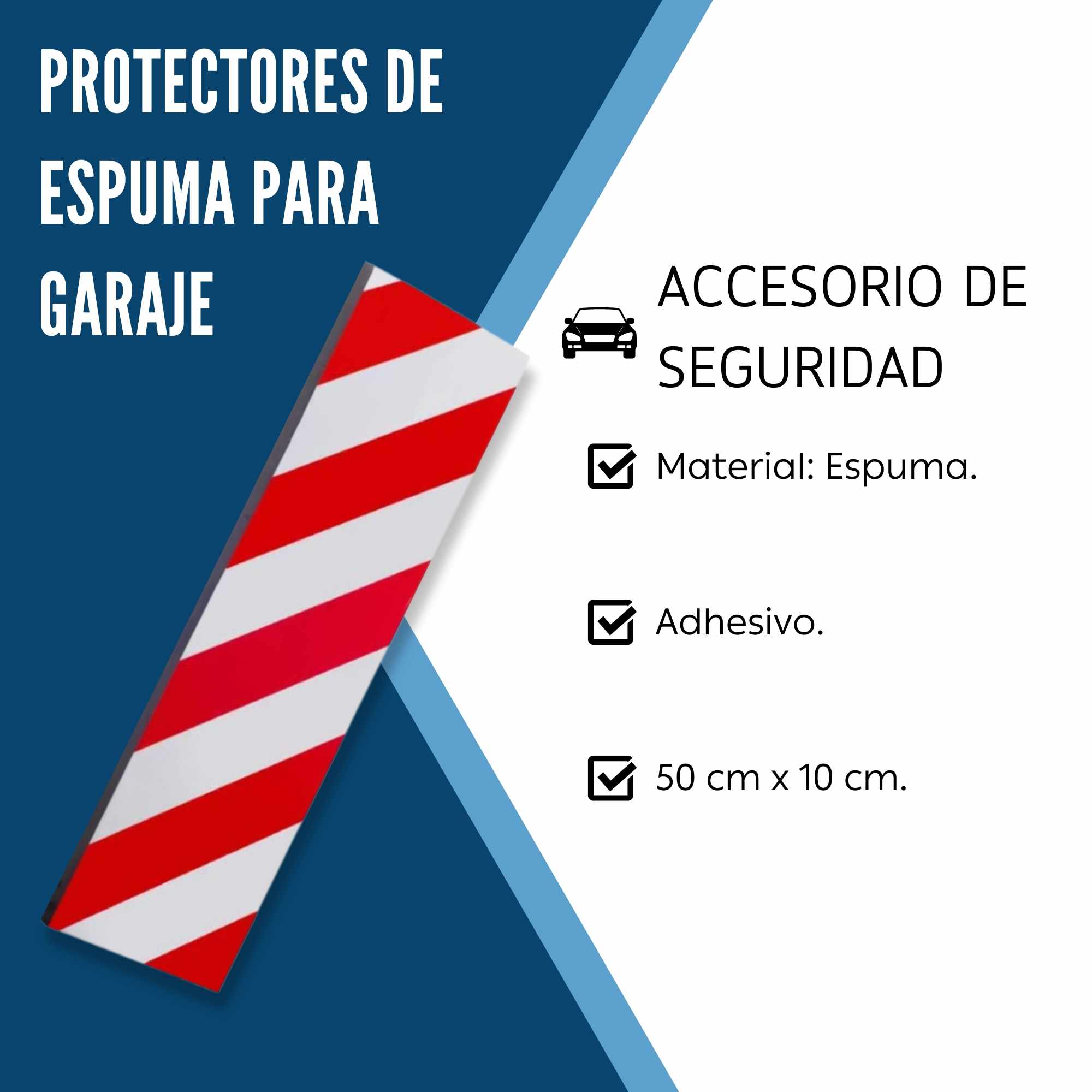Protector de espuma adhesivo para Garaje 50x10 cm rojo-blanco - imagen 4
