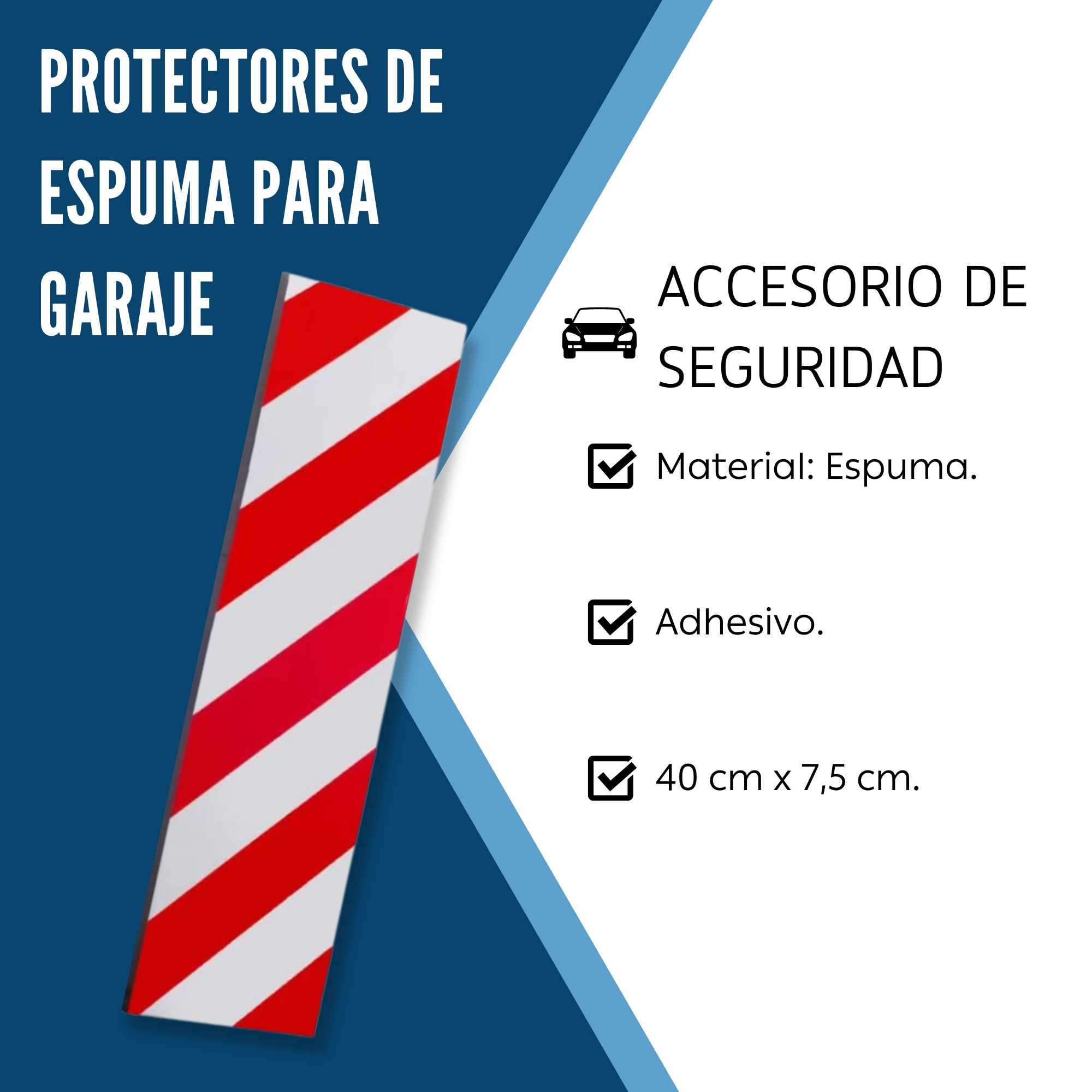 Protector de espuma adhesivo para Garaje 40x7.5 cm rojo-blanco - imagen 4
