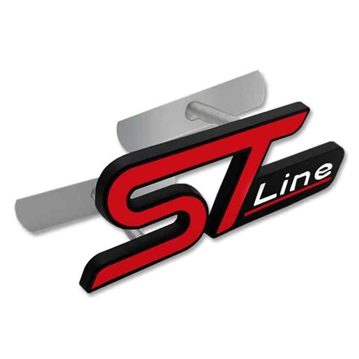 Emblema ST Line Parrilla Compatible Con Ford Negro Rojo