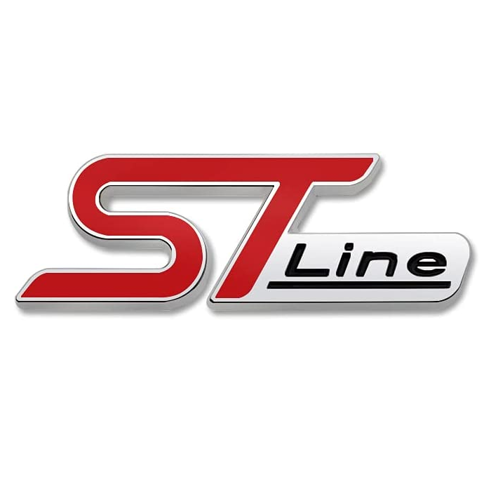 Emblema Adhesivo metálico ST Line compatible con Ford plateado pequeño