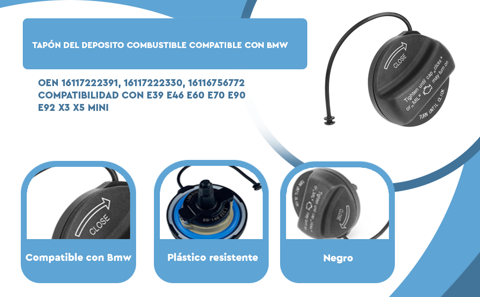 Banner - Tapon del deposito de combustible compatible con BMW OEN 16117222391