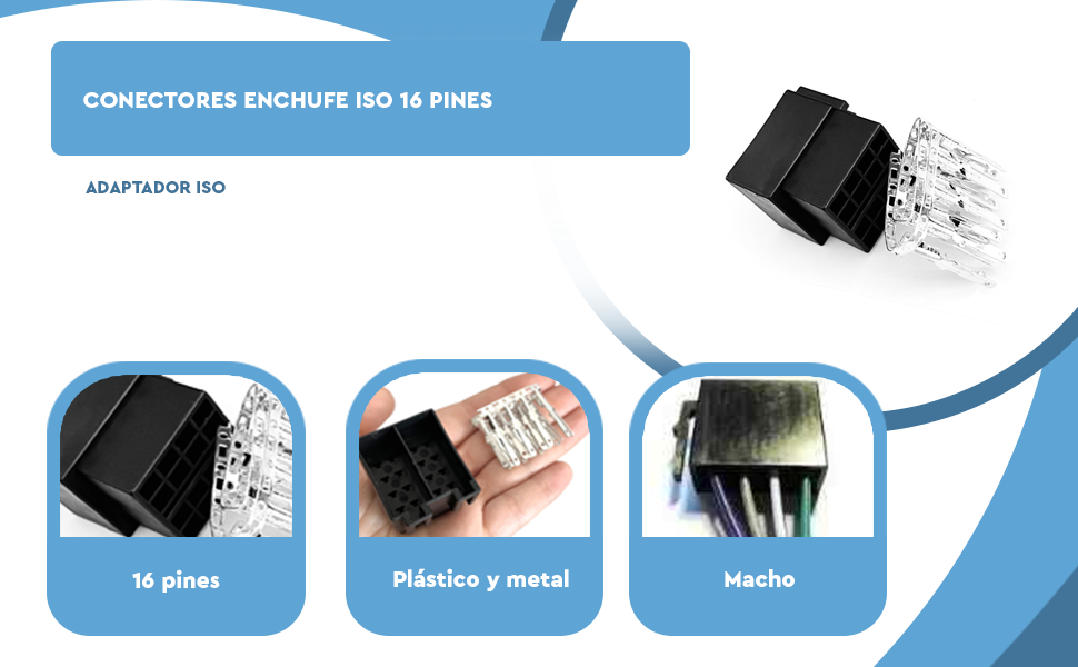 Banner - Conectores Enchufe ISO 16PIN Universal para autoradio de coc macho