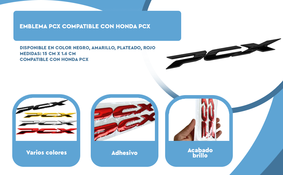 Banner - Emblema PCX compatible con Honda dorado (2 uds)
