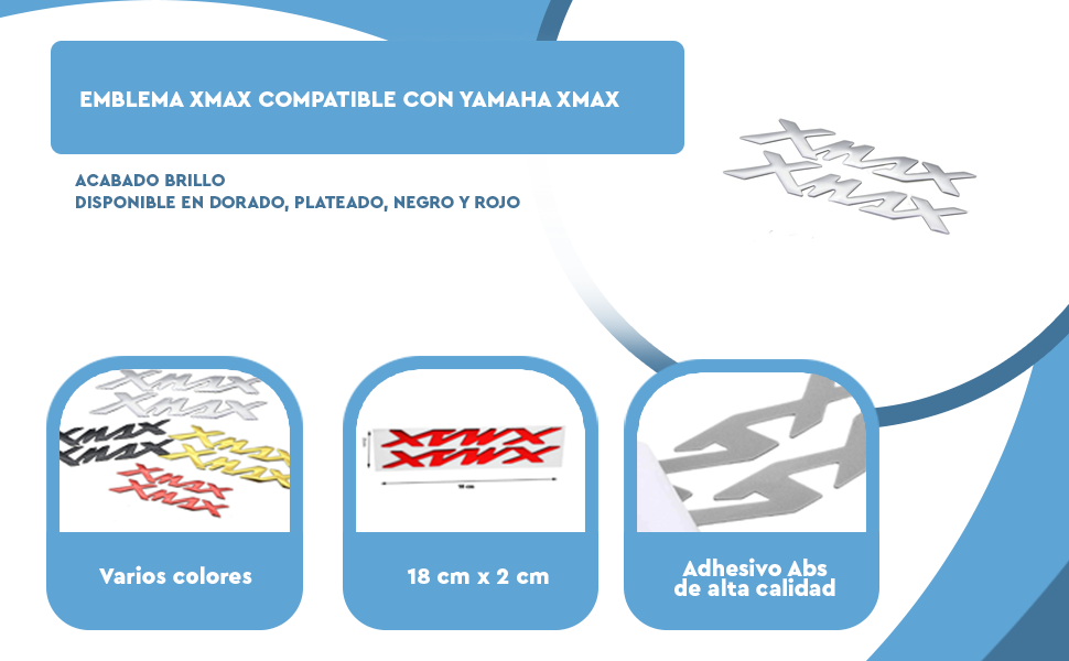 Banner - Emblema XMAX compatible con Yamaha negro brillo (2 uds)