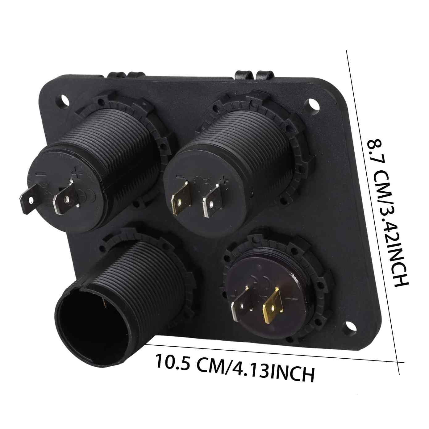 Panel 4 en 1 con cargador Dual USB y Toma de Corriente 12V LED verde - imagen 2