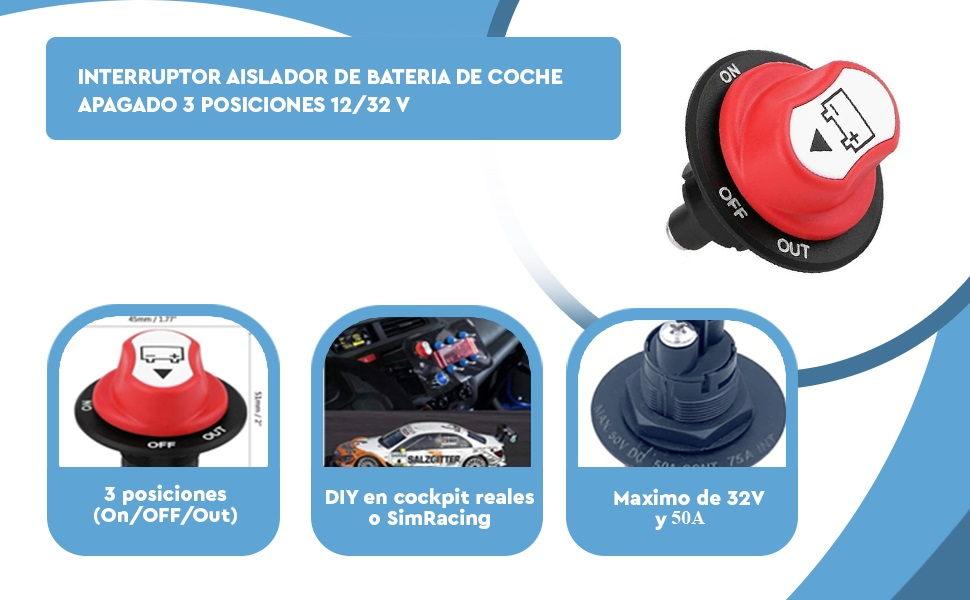 Banner - Interruptor Aislador De Bateria De Coche Apagado 3 Posiciones 12/32 V 50A