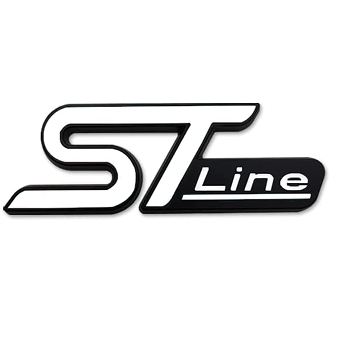 Emblema Adhesivo metálico ST Line compatible con Ford blanco y negro pequeño - imagen 1