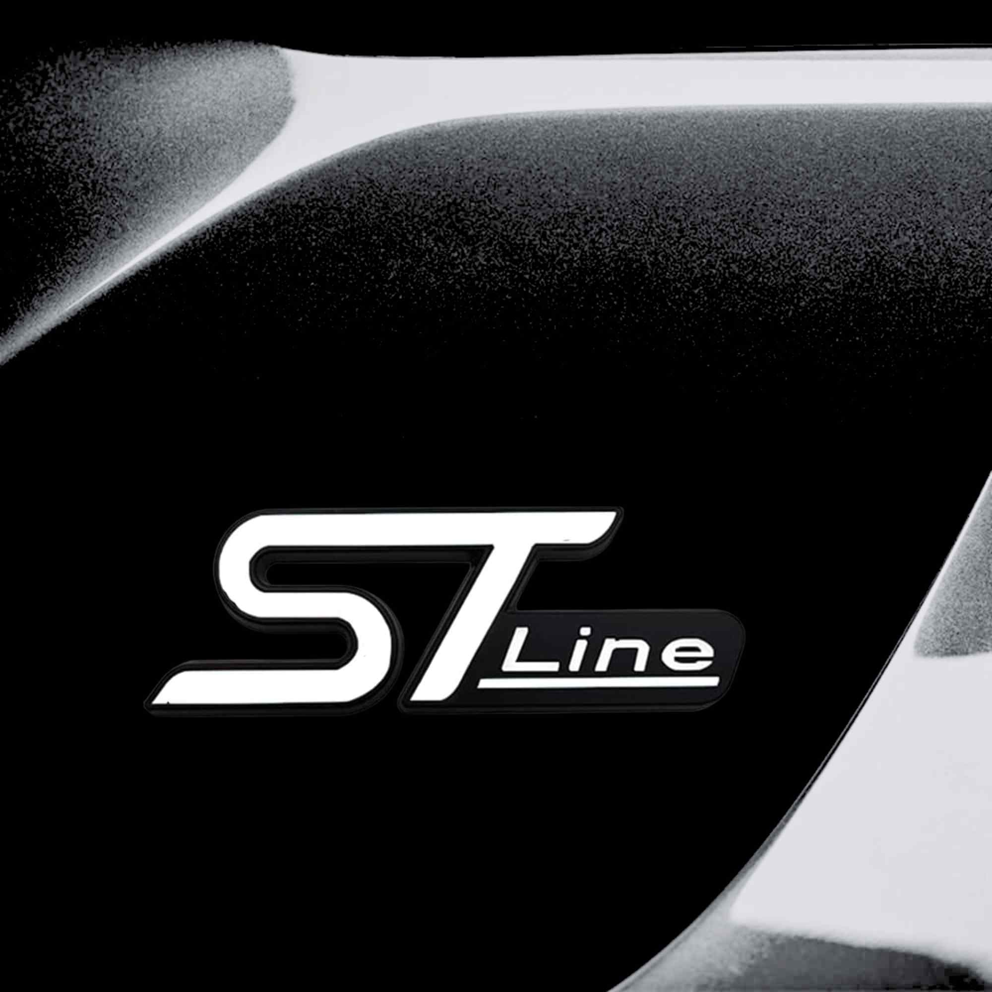 Emblema Adhesivo metálico ST Line compatible con Ford blanco y negro pequeño - imagen 4