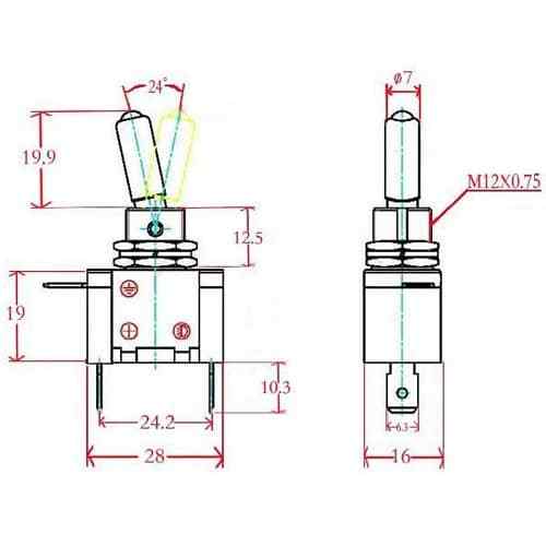 Interruptor de palanca LED de metal Flick Flip 12V 20A PDT ON/OFF 2 pines led verde - imagen 4