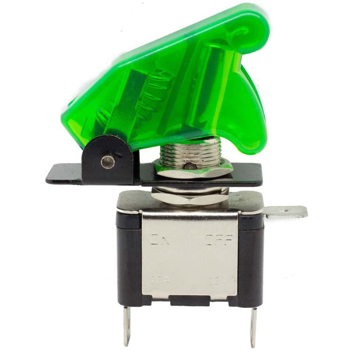 Interruptor de palanca LED de metal Flick Flip 12V 20A PDT ON/OFF 2 pines led verde - imagen 1