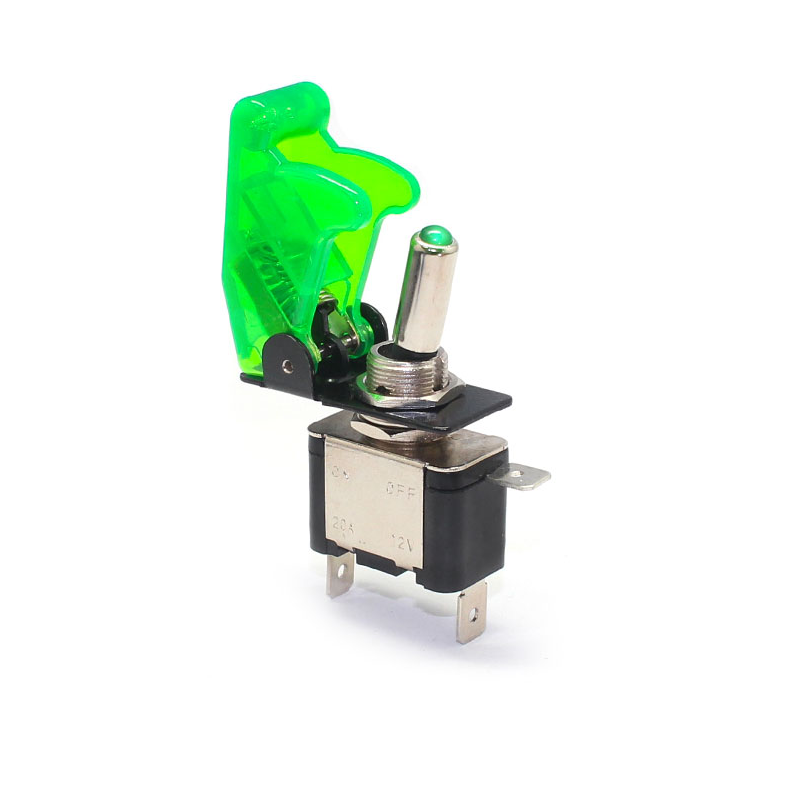 Interruptor de palanca LED de metal Flick Flip 12V 20A PDT ON/OFF 2 pines led verde - imagen 2