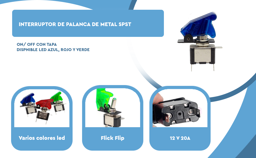 Banner - Interruptor de palanca LED de metal Flick Flip 12V 20A PDT ON/OFF 2 pines led verde