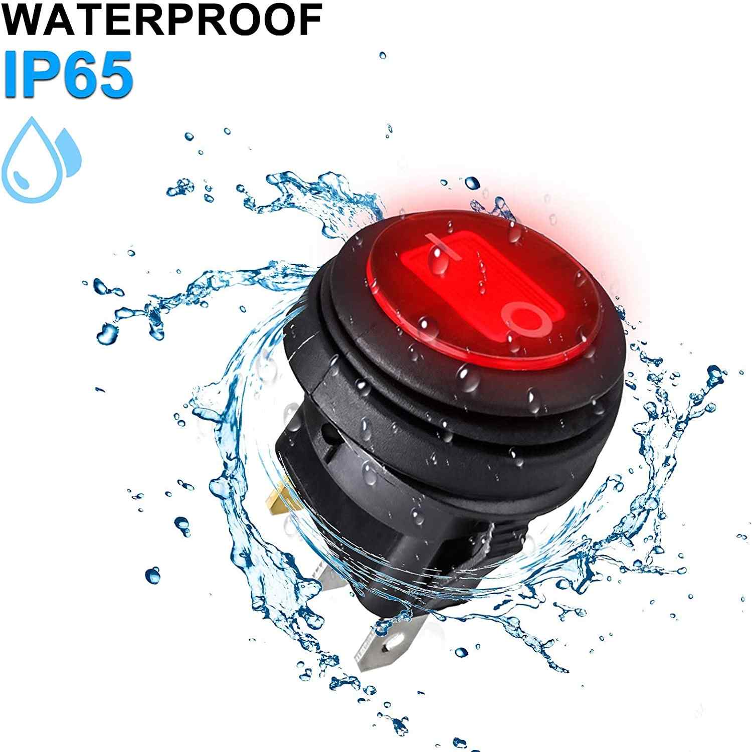 Interruptor redondo basculante de 3 vias ON/OFF 20A SPST impermeable rojo - imagen 2