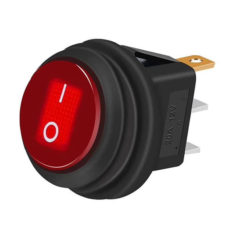 Interruptor redondo basculante de 3 vias ON/OFF 20A SPST impermeable rojo - imagen 1